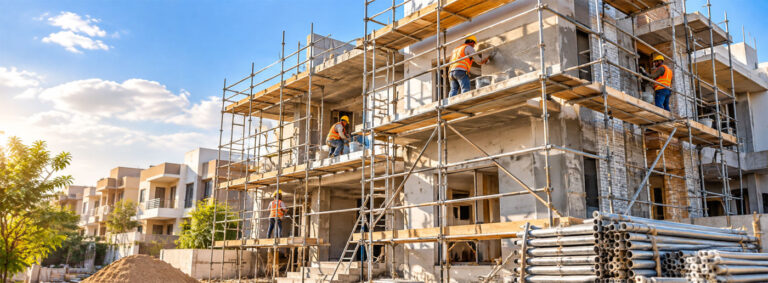 Residential scaffolding for construction project